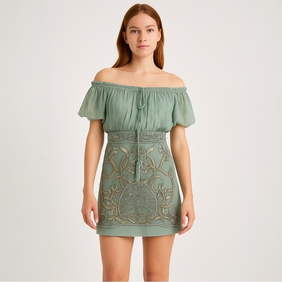 ASOS Dresses & Skirts - ASOS Design Blouson Bodice Off-Shoulder Mini Dress With Embellished Skirt